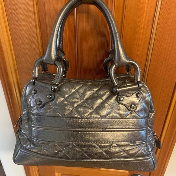 Burberry Prorsum Quilted Silver Metallic Leather Shoulder Bag - Picture 1 of 9